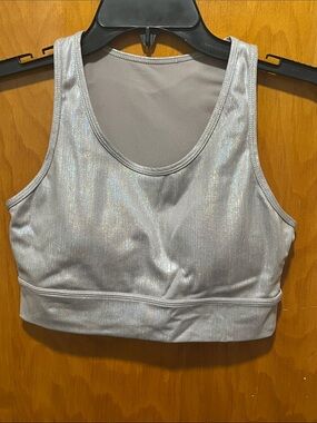 Mono B Silver Shimmer Sports Bra
